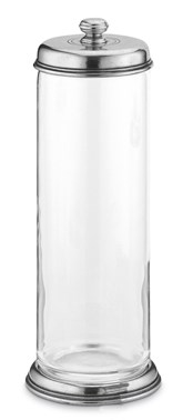 Pewter and glass storage jar 31,5 cm