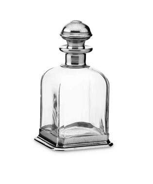 Pewter & glass square whisky bottle