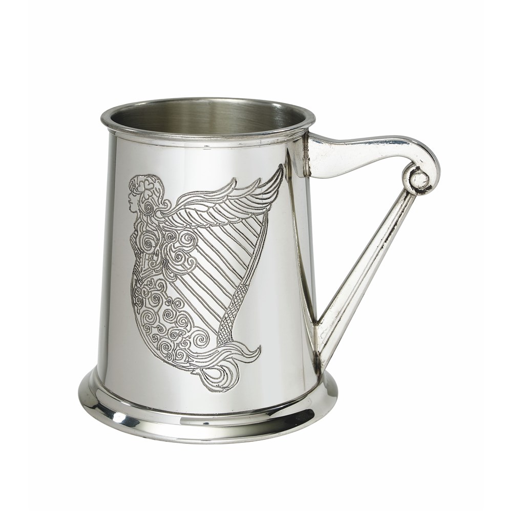 Irish Harp One Pint Pewter Tankard