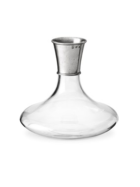 Glass decanter with pewter neck