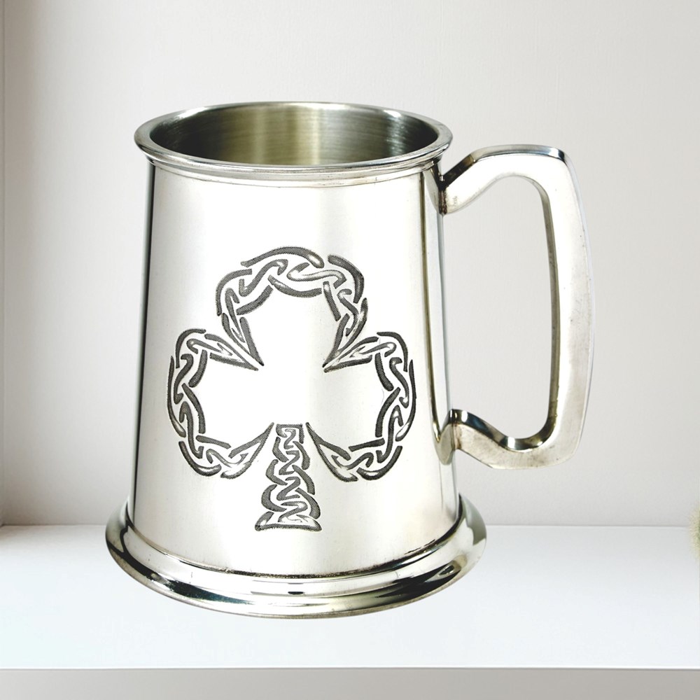 Shamrock One Pint Pewter Tankard