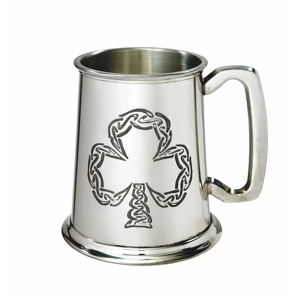 Shamrock One Pint Pewter Tankard
