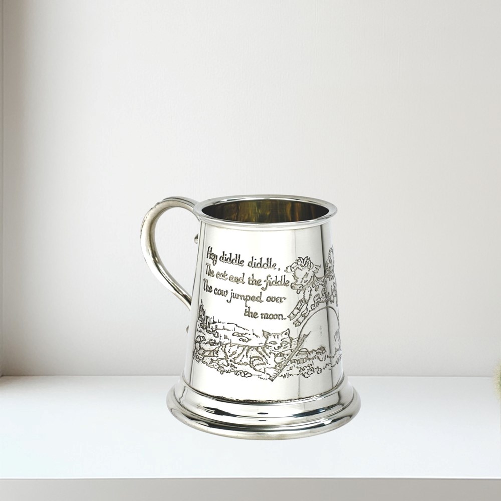 Cow Over The Moon Pewter Quarter Pint Baby Mug