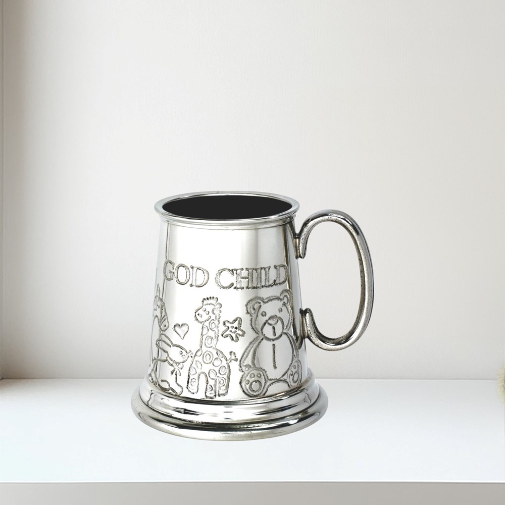 God Child Quarter Pint Pewter Baby Mug