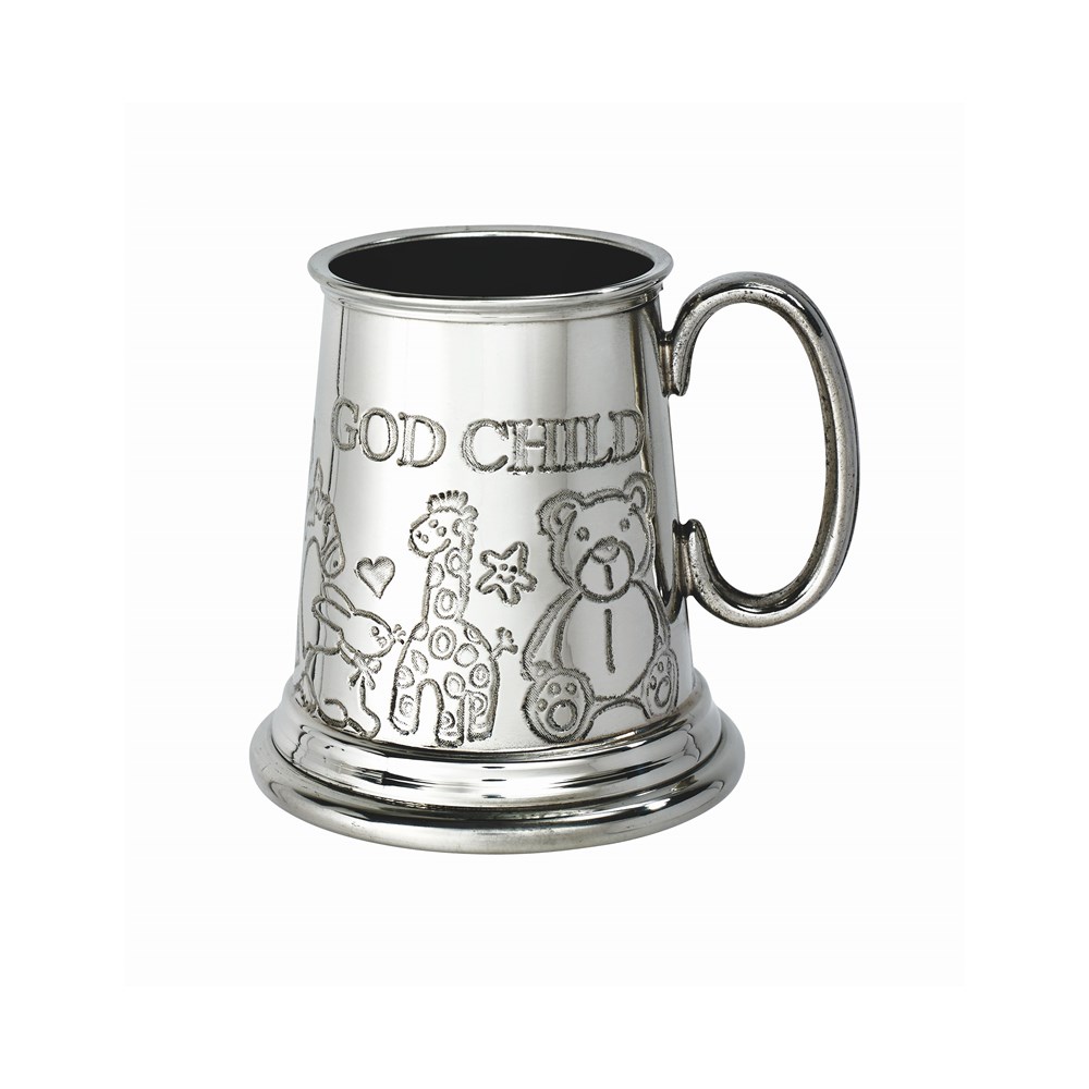 God Child Quarter Pint Pewter Baby Mug