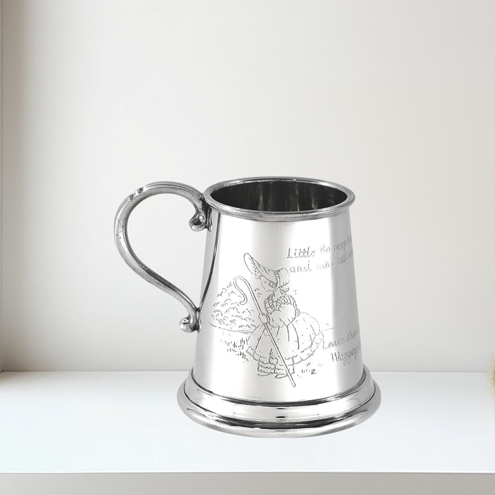 Little Bo Peep Quarter Pint Pewter Baby Mug