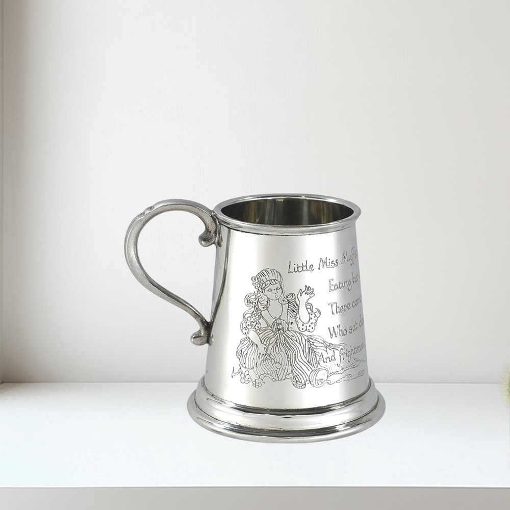 Little Miss Muffet Quarter Pint Pewter Baby Mug Little Miss Muffet quarter pint pewter Baby Mug