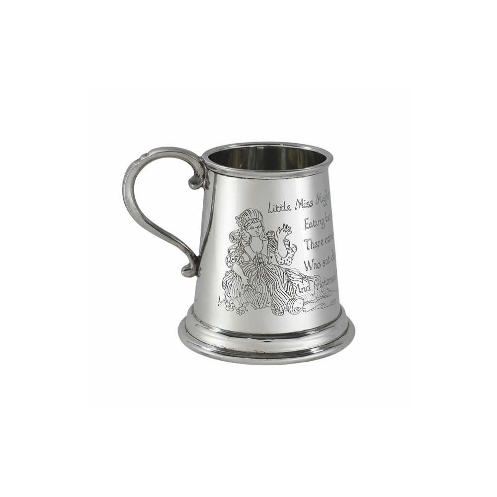 Little Miss Muffet Quarter Pint Pewter Baby Mug