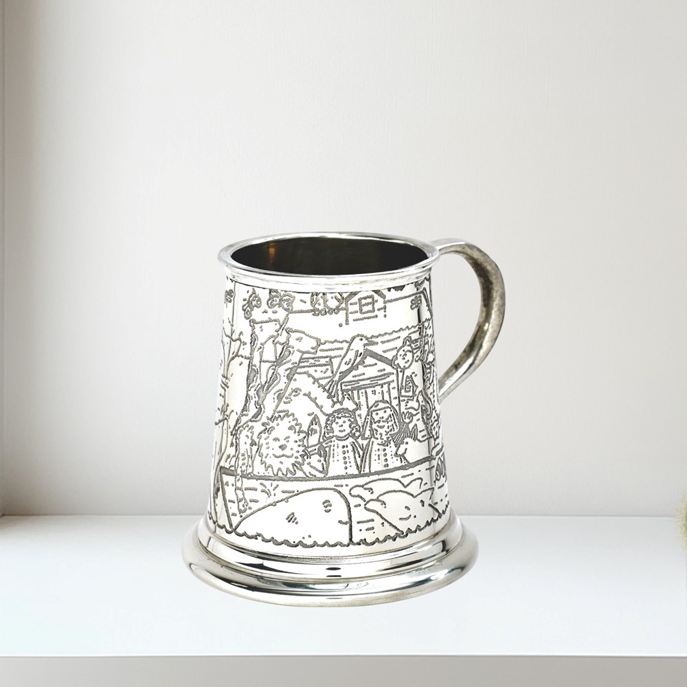 Noahs Ark Quarter Pint Pewter Baby Mug Noahs Ark Quarter Pint Pewter Baby Mug