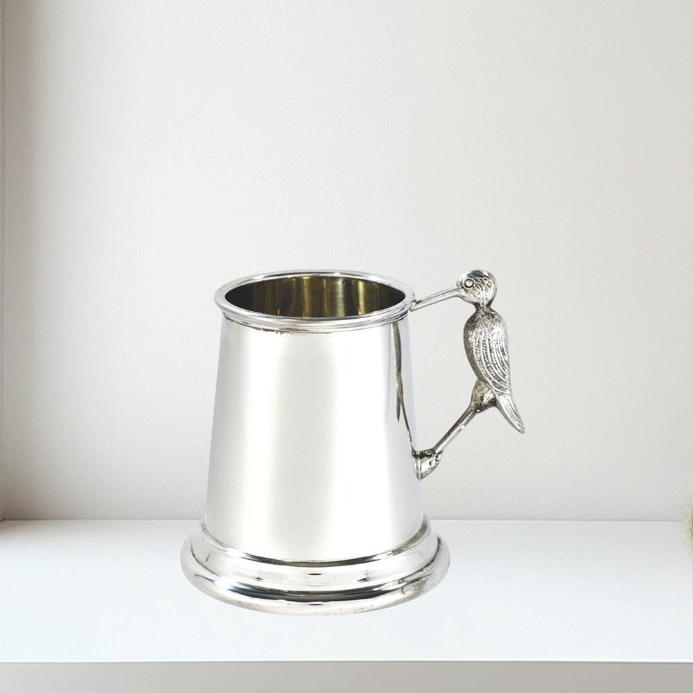 Stork Handle Pewter Quarter Pint Baby Mug