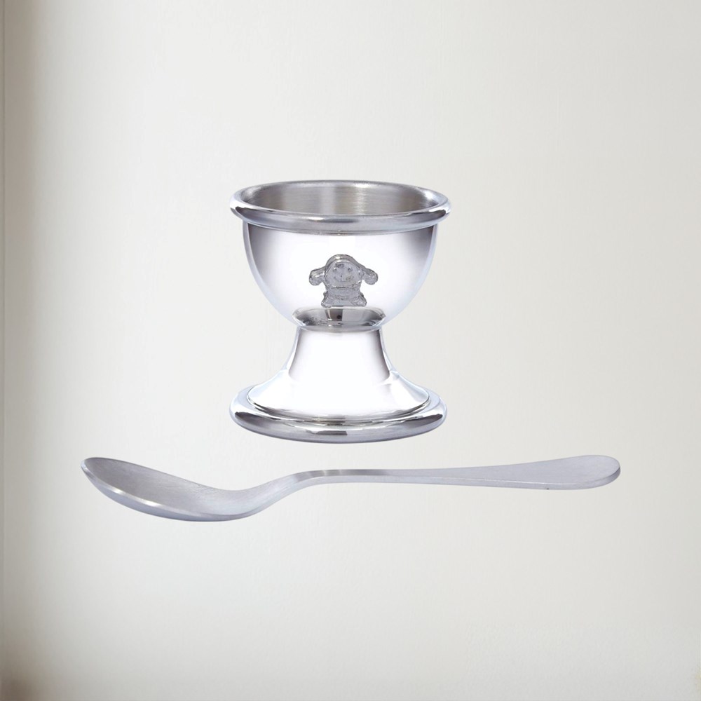 Humpty Dumpty Pewter Egg Cup And Spoon