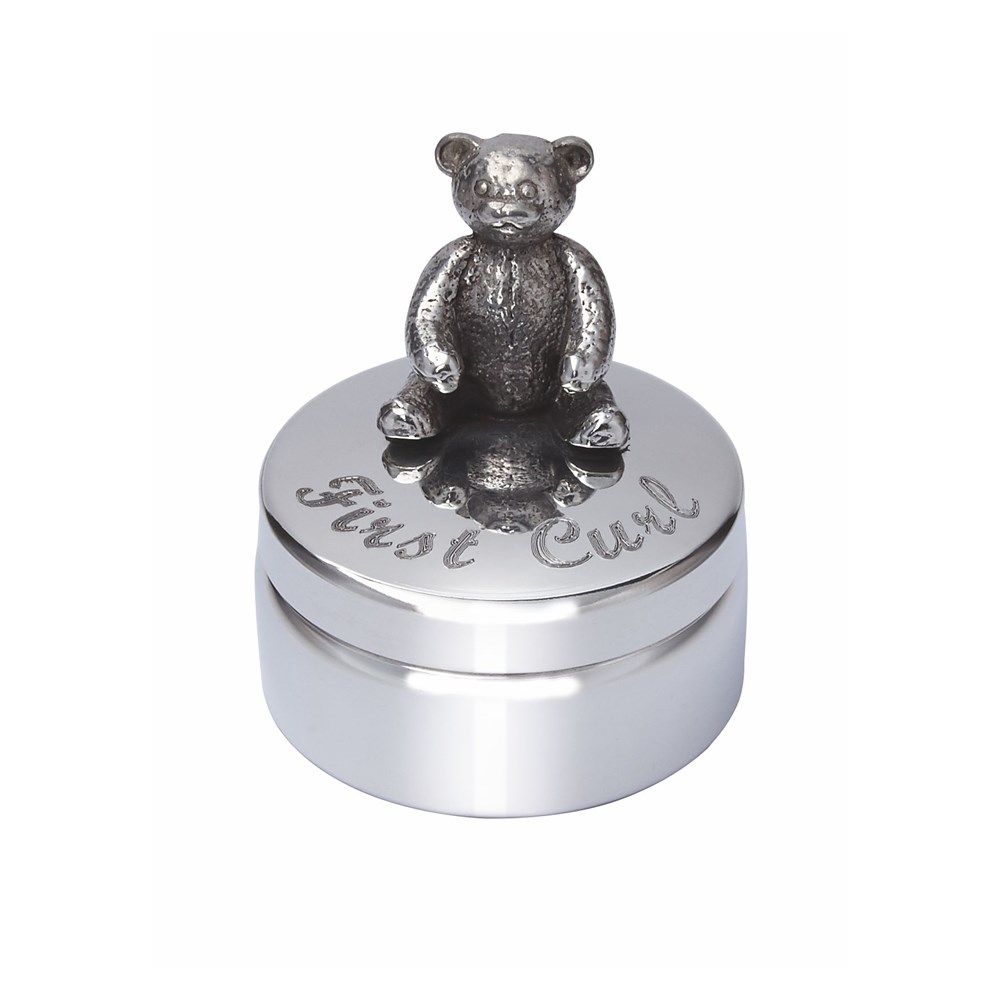 First Curl Teddy Pewter Trinket Box