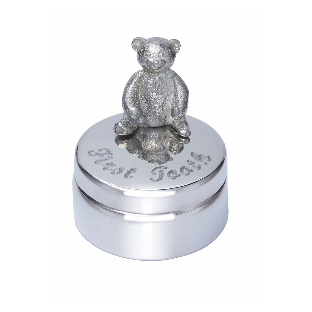 First Tooth Teddy Pewter Trinket Box