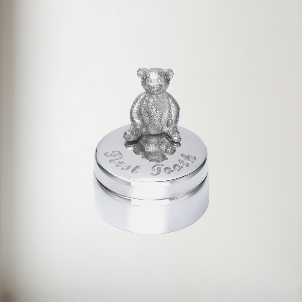 First Tooth Teddy Pewter Trinket Box
