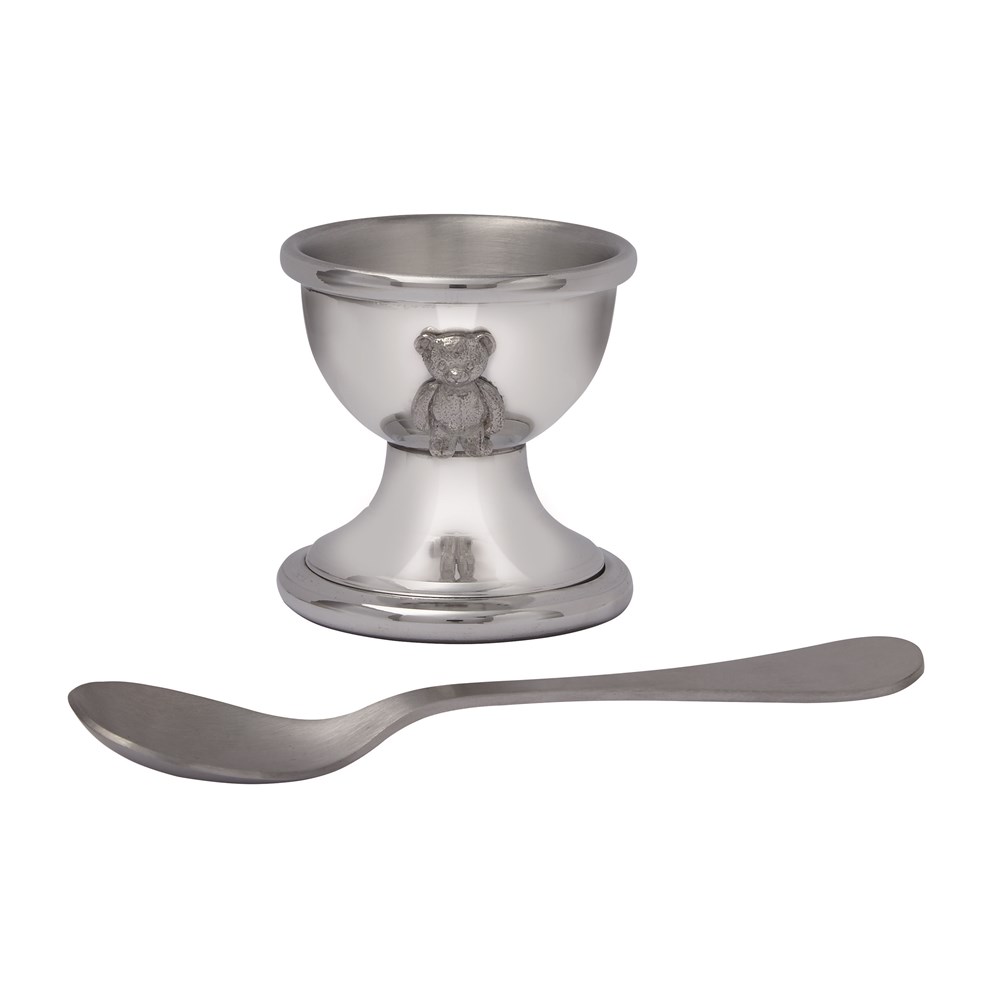 Teddy Pewter Egg Cup And Spoon