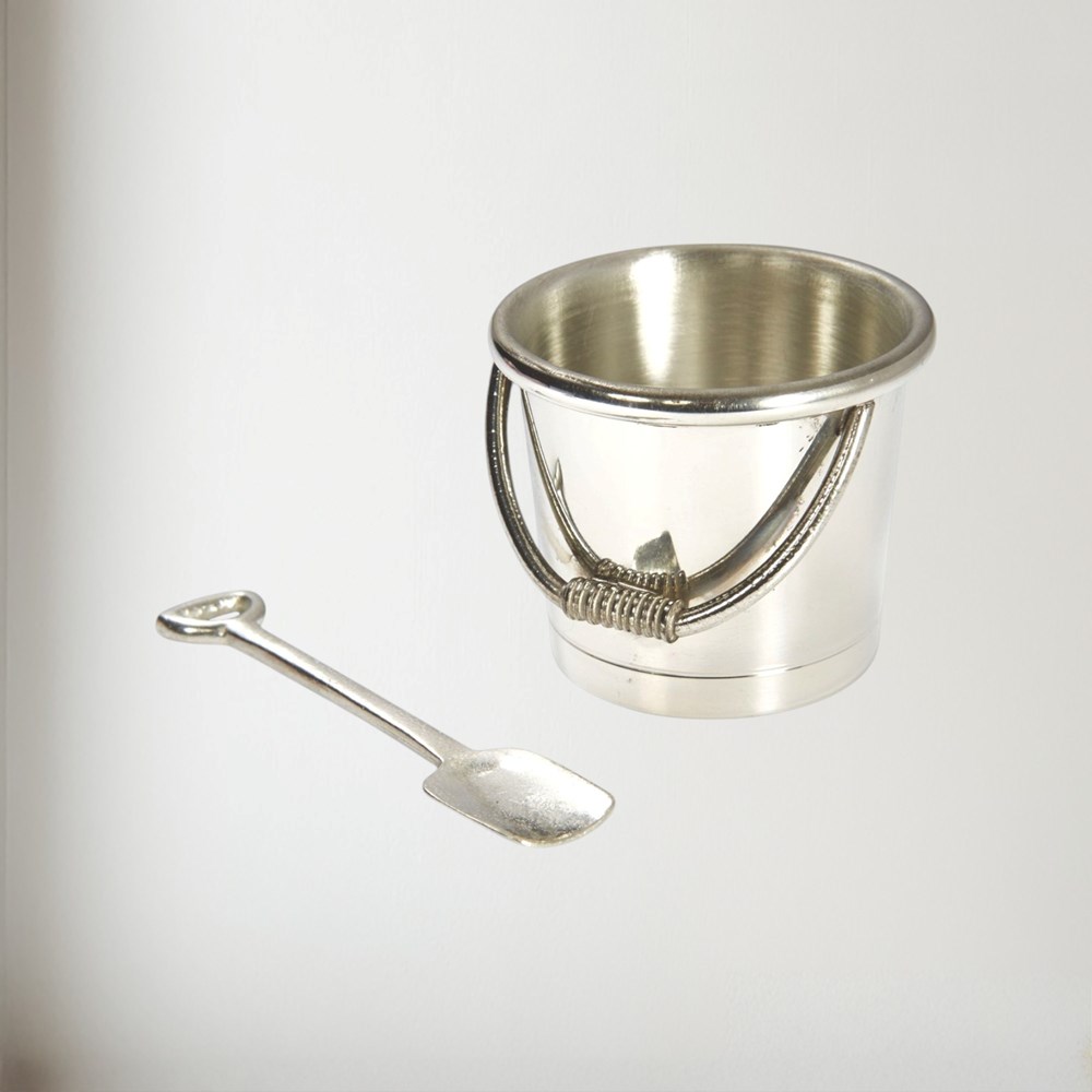 Bucket And Spade Pewter Egg Cup & Spoon