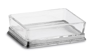 Pewter and crystal butter dish