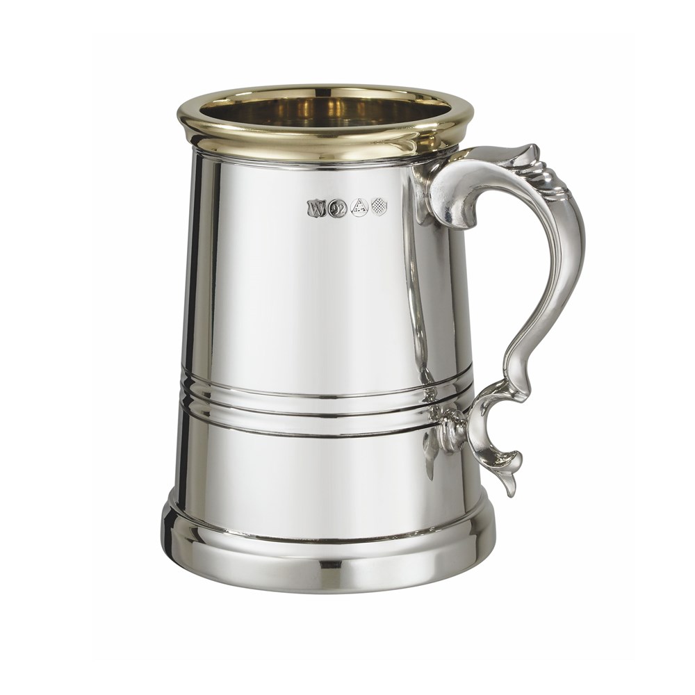 One Pint X Range Pewter And Brass Worcester Tankard