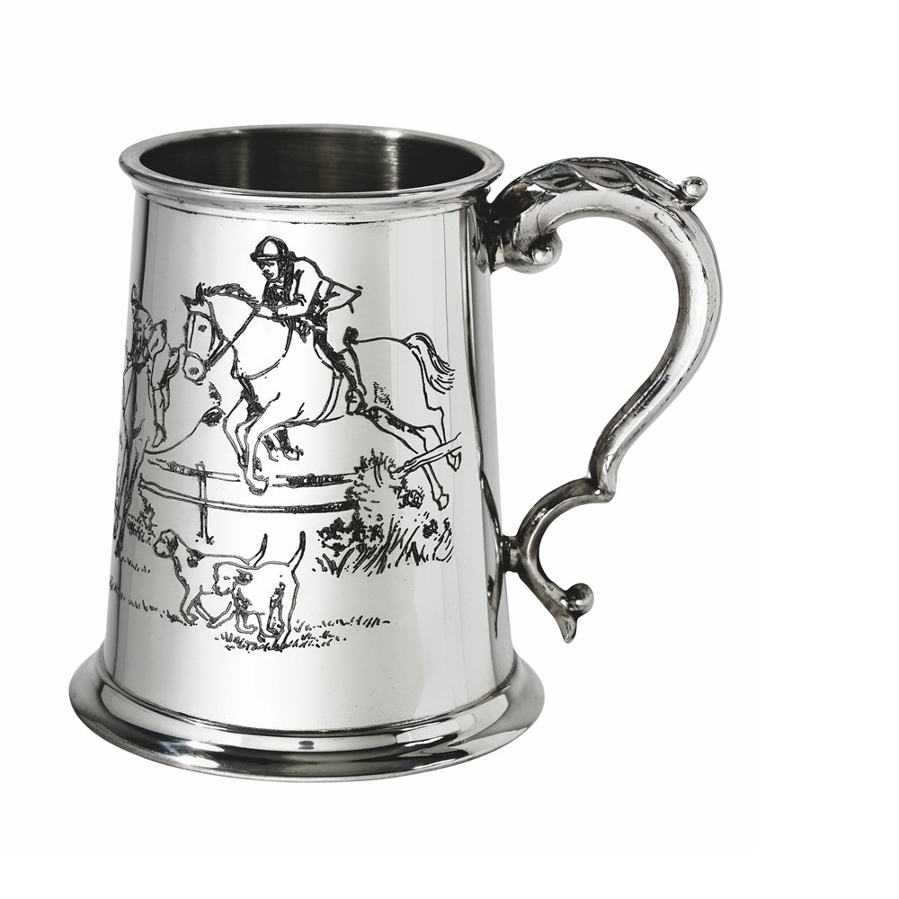Hunting Scene One Pint Pewter Tankard