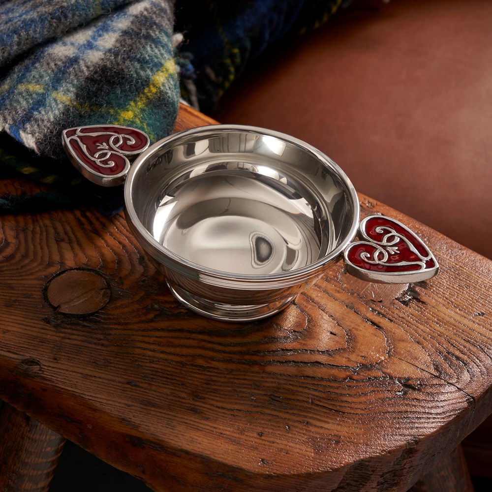 Red Heart Of The Highlands Large Pewter Quaich Large Red Heart of the highlands pewter quaich