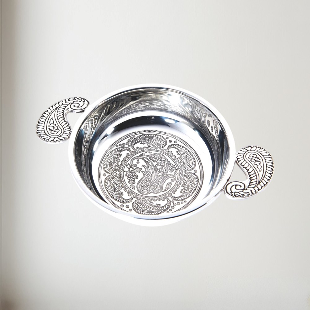 Large Paisley Pewter Quiach Large Paisley pewter Quaich