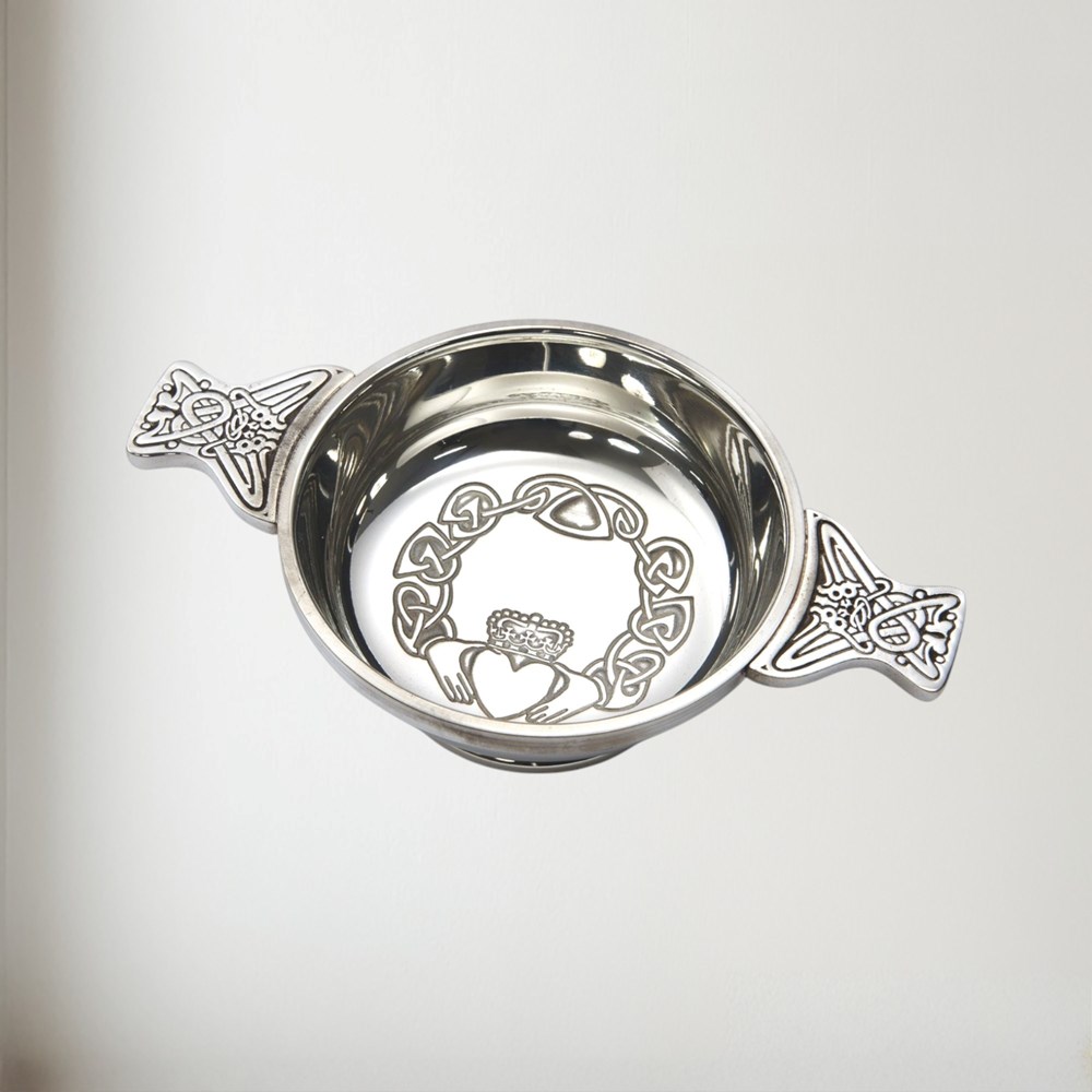 Large Claddagh Pewter Quaich