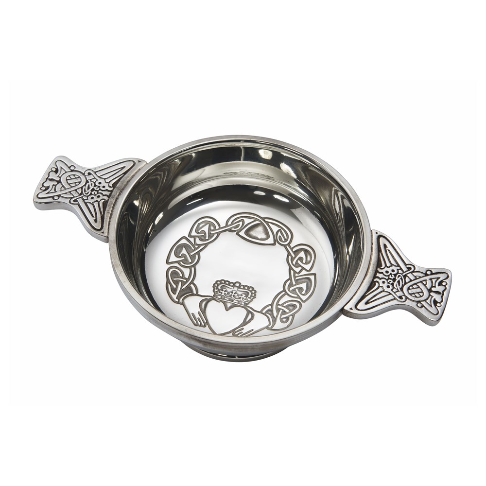 Large Claddagh Pewter Quaich