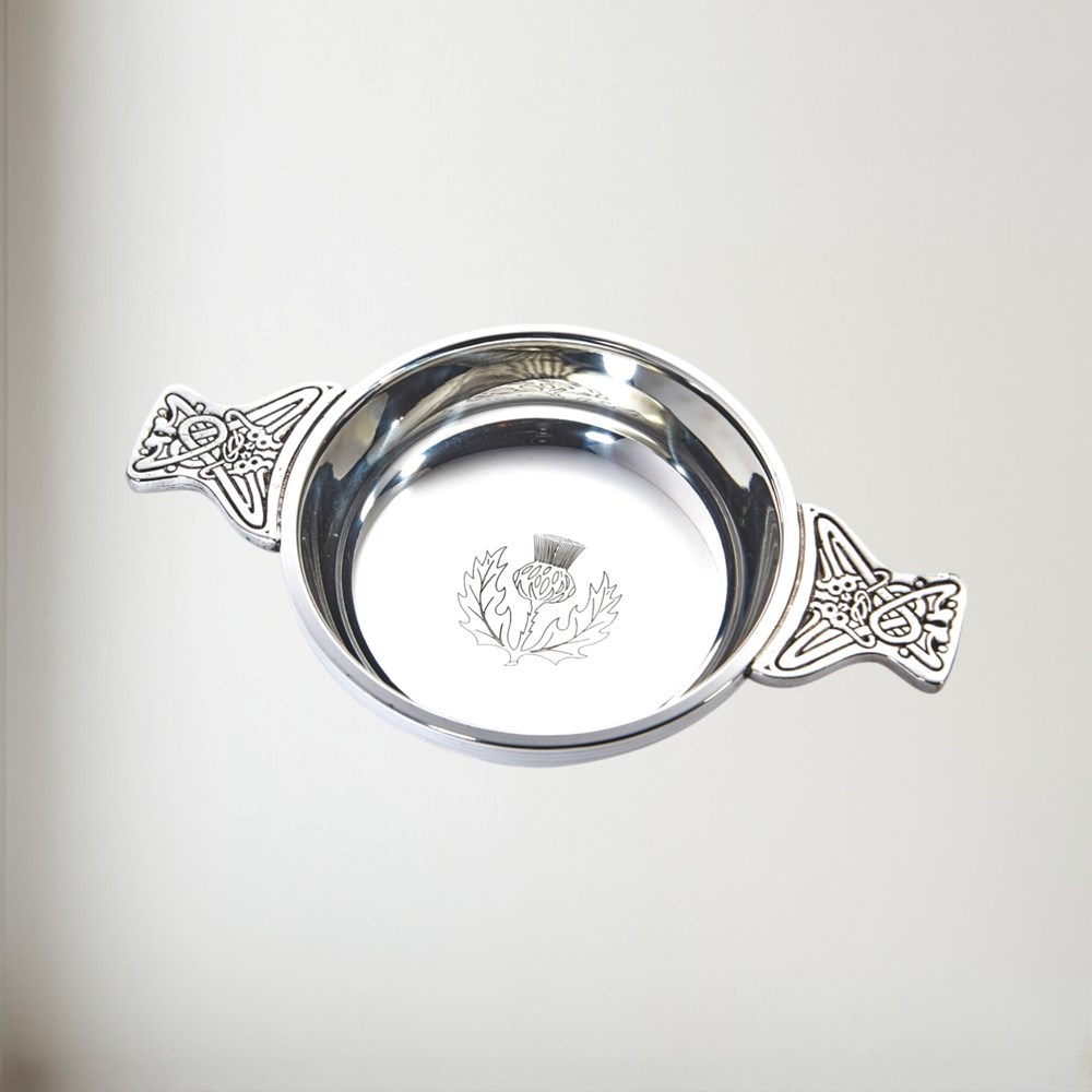 Large Thistle Pewter Quaich