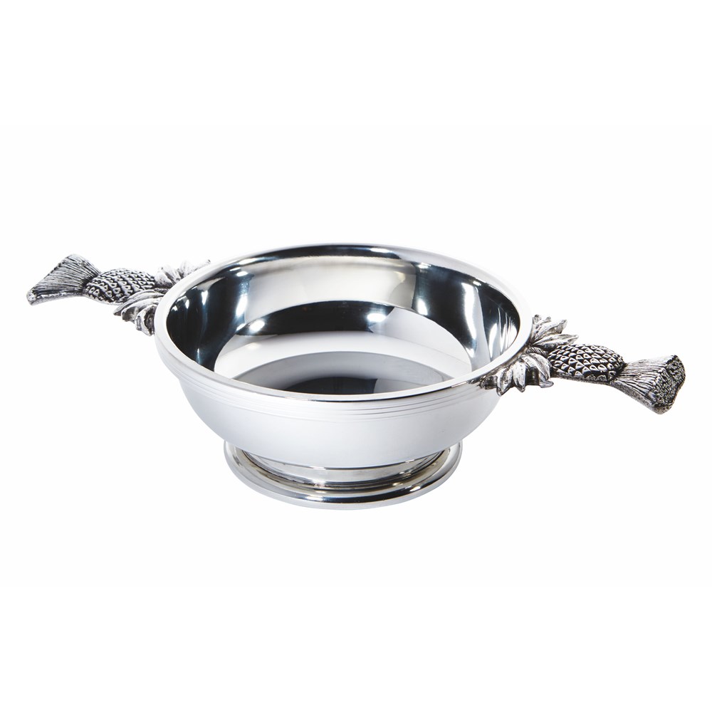 Large Thistle Handle Pewter Quaich