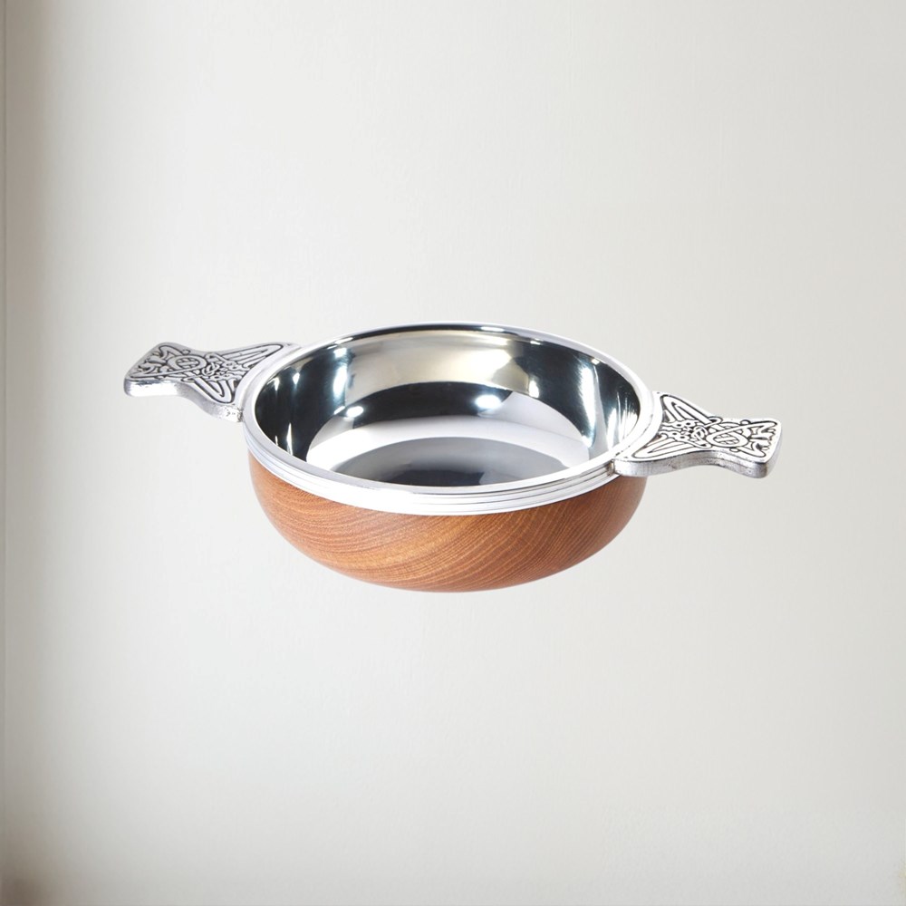 Large Wood And Pewter Quaich Large Wood and pewter Quaich