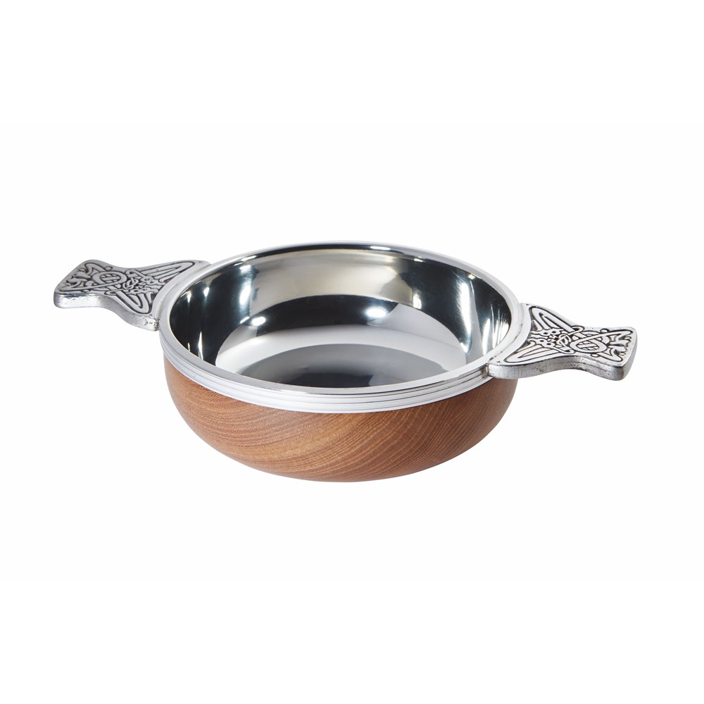 Large Wood And Pewter Quaich