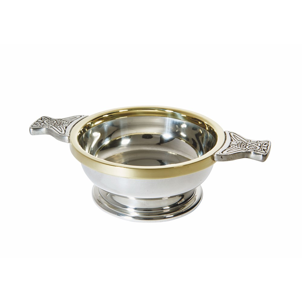 Medium Brass Rim Pewter Quaich