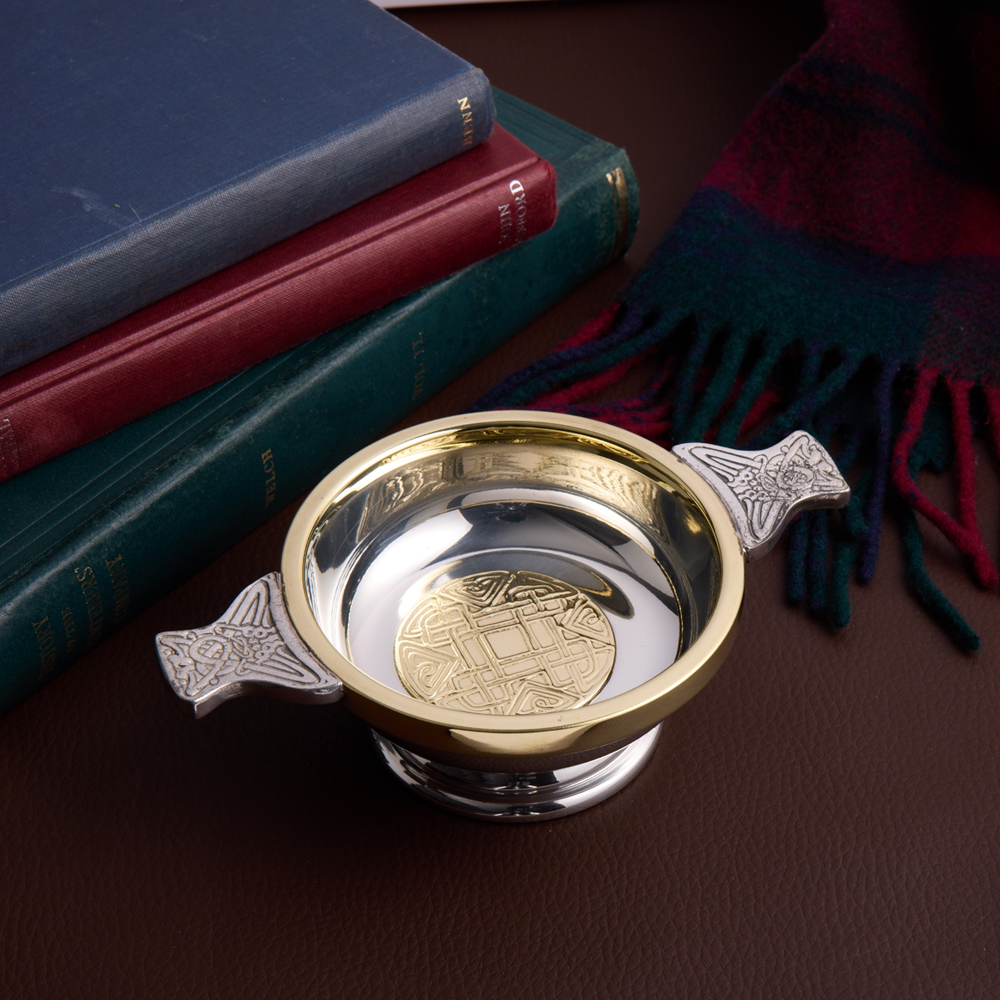 Celtic Gold Brass And Pewter Medium Quaich Celtic Gold Brass And Pewter Medium Quaich