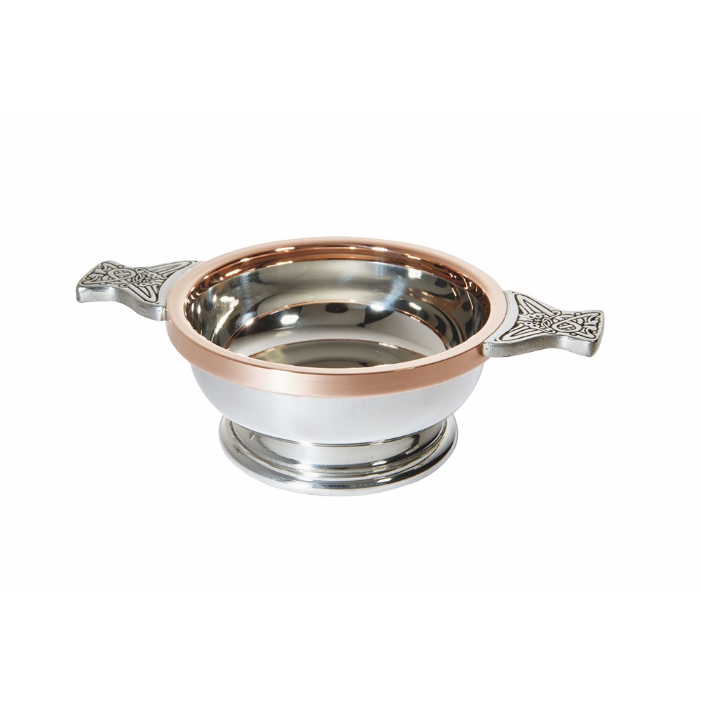 Medium Copper Rim Pewter Quaich