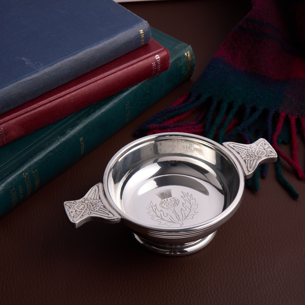 Thistle Stamp Medium Pewter Quaich Thistle Stamp Medium Pewter Quaich