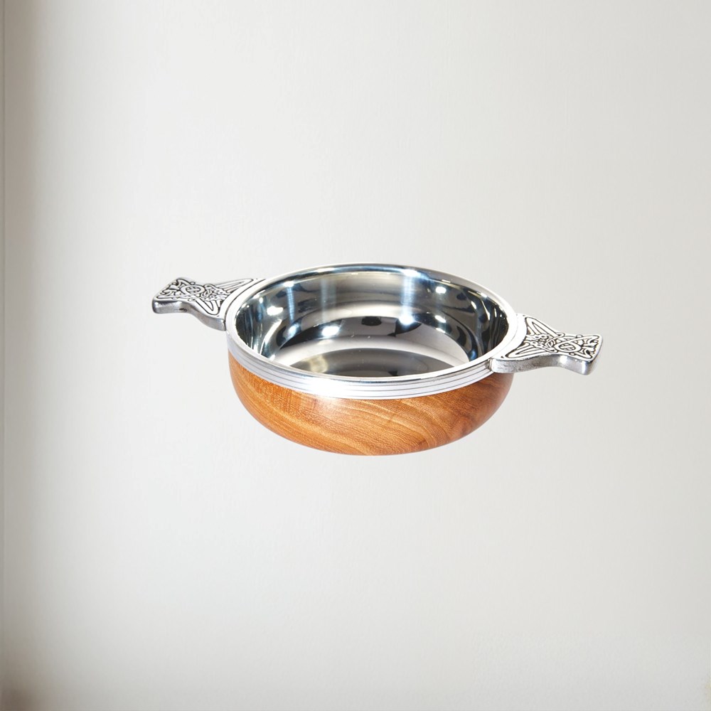 Medium Wood And Pewter Quaich Wood and Pewter Quaich