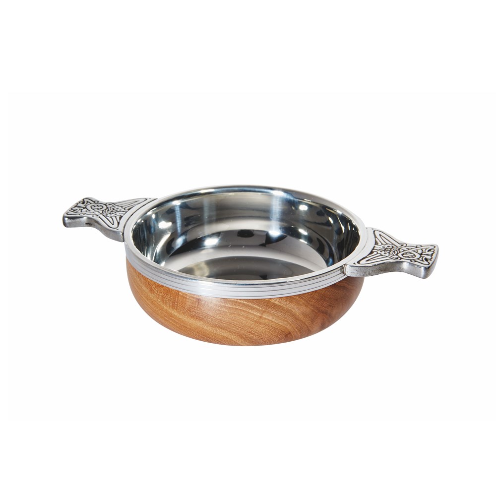 Medium Wood And Pewter Quaich