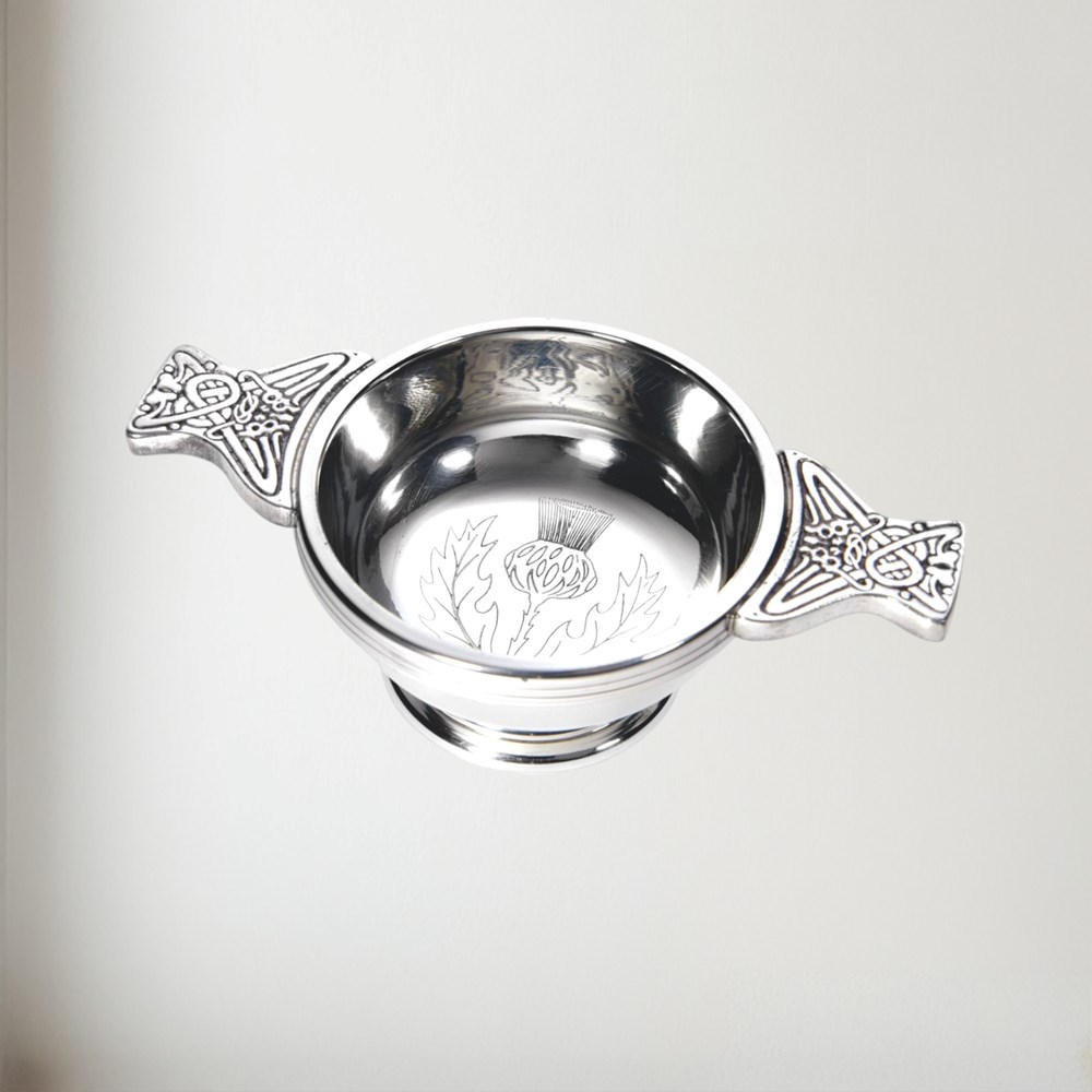 Small Thistle Pewter Quaich Small thistle pewter quaich