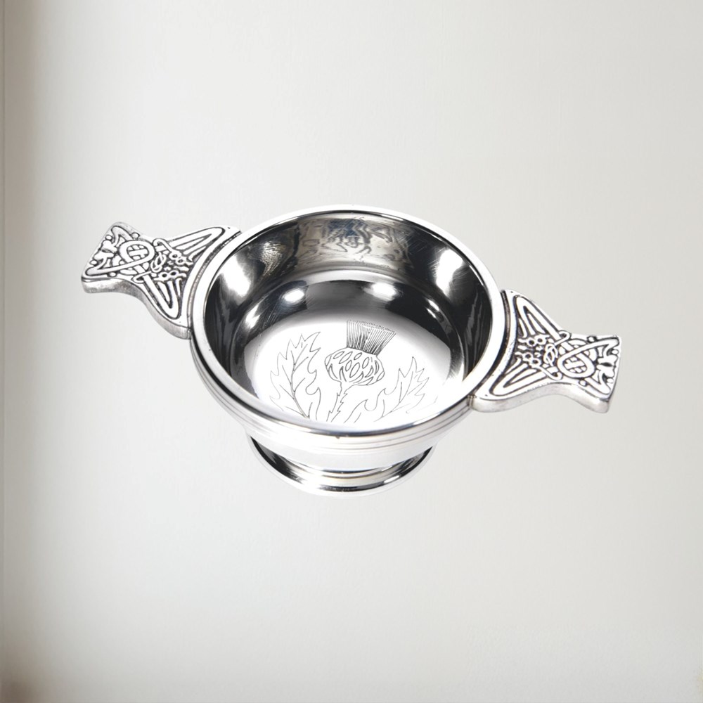 Small Thistle Pewter Quaich Small thistle pewter quaich