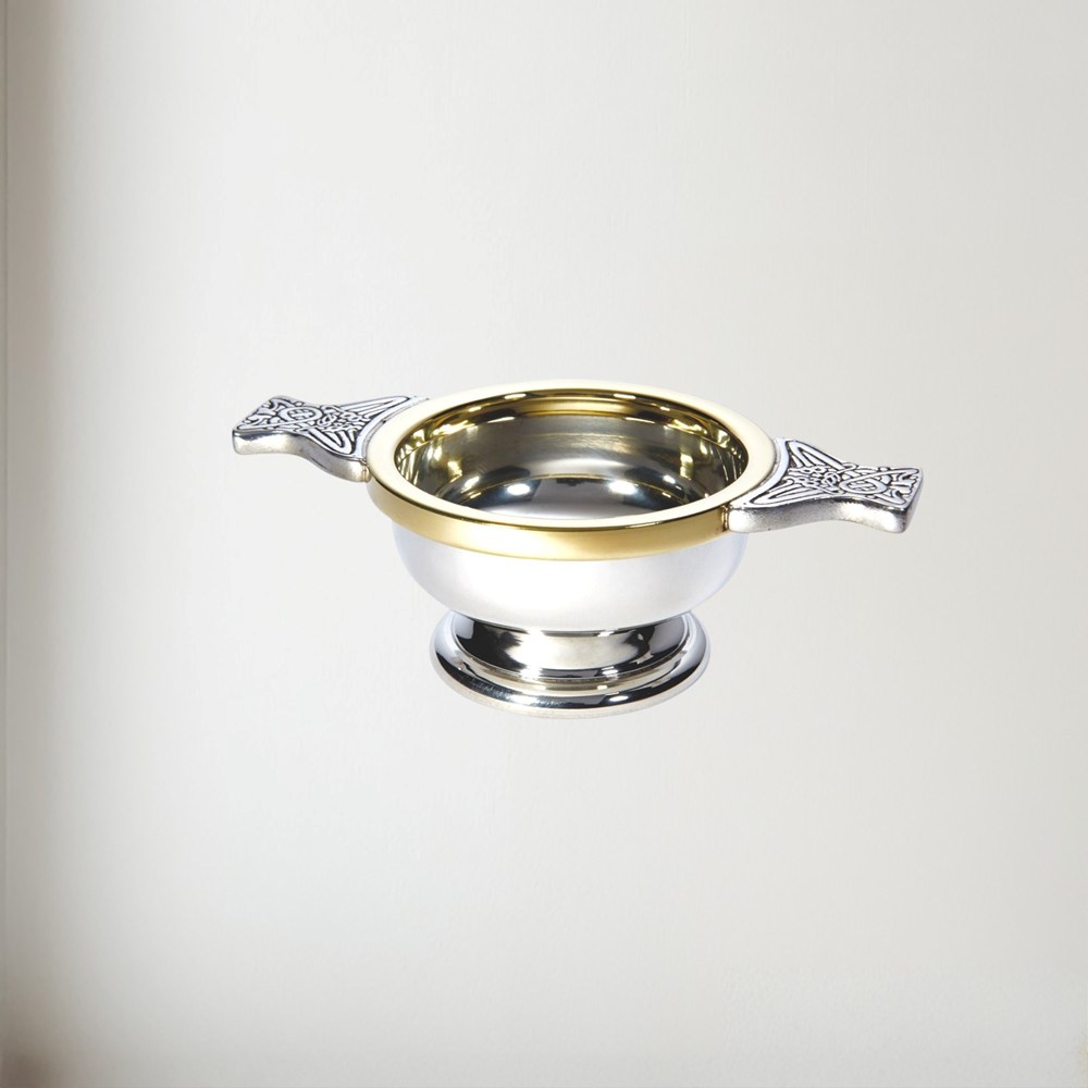 Small Brass Rim Pewter Quaich