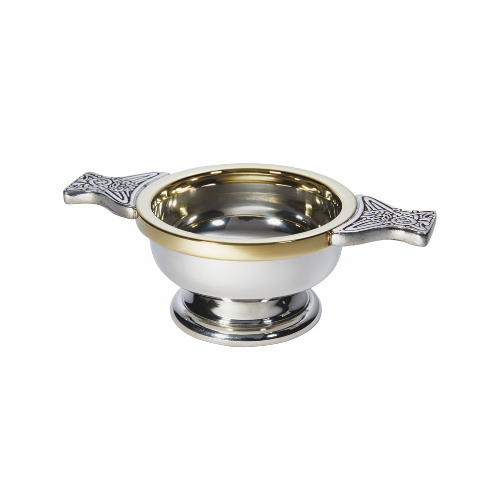 Small Brass Rim Pewter Quaich
