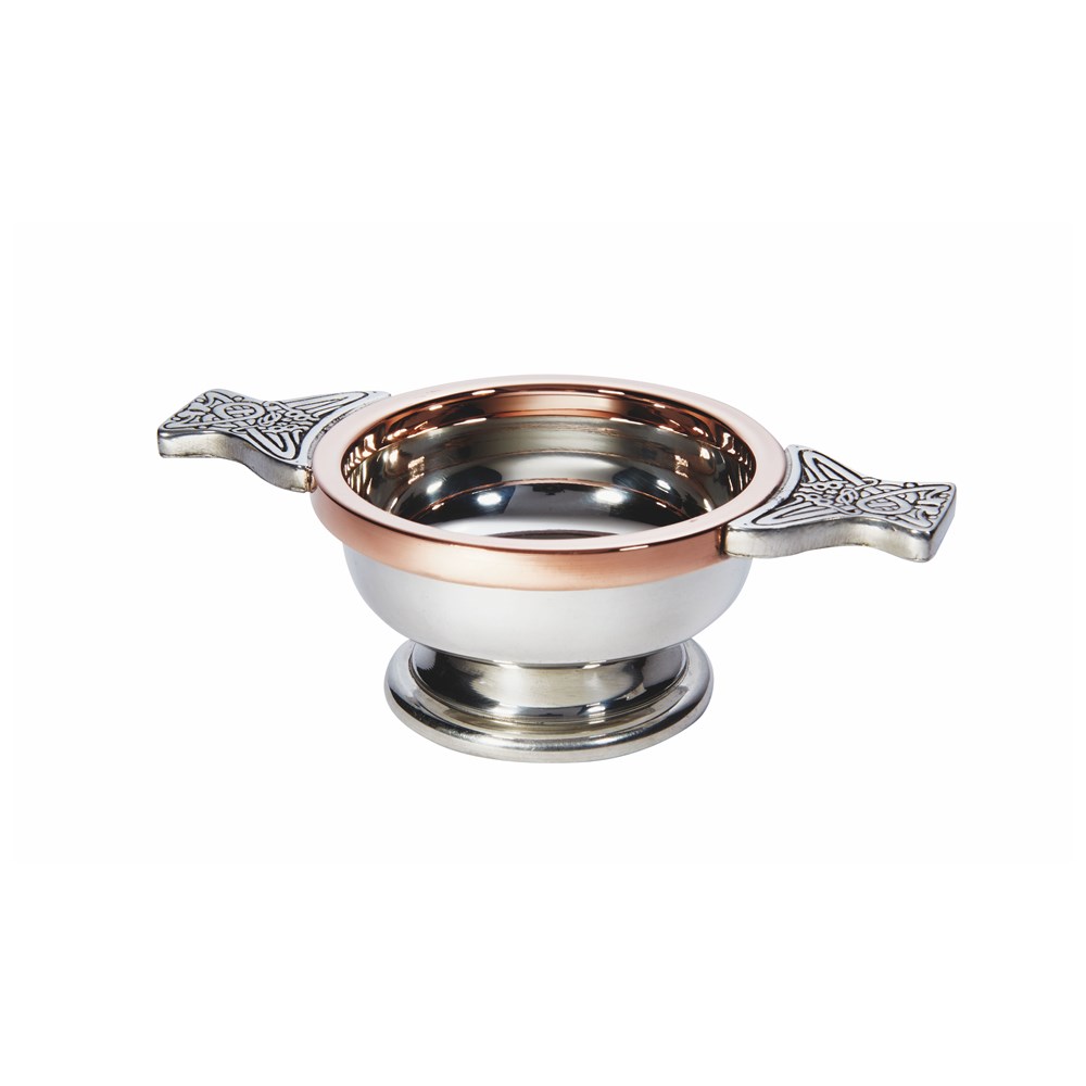 Small Copper Rim Pewter Quaich