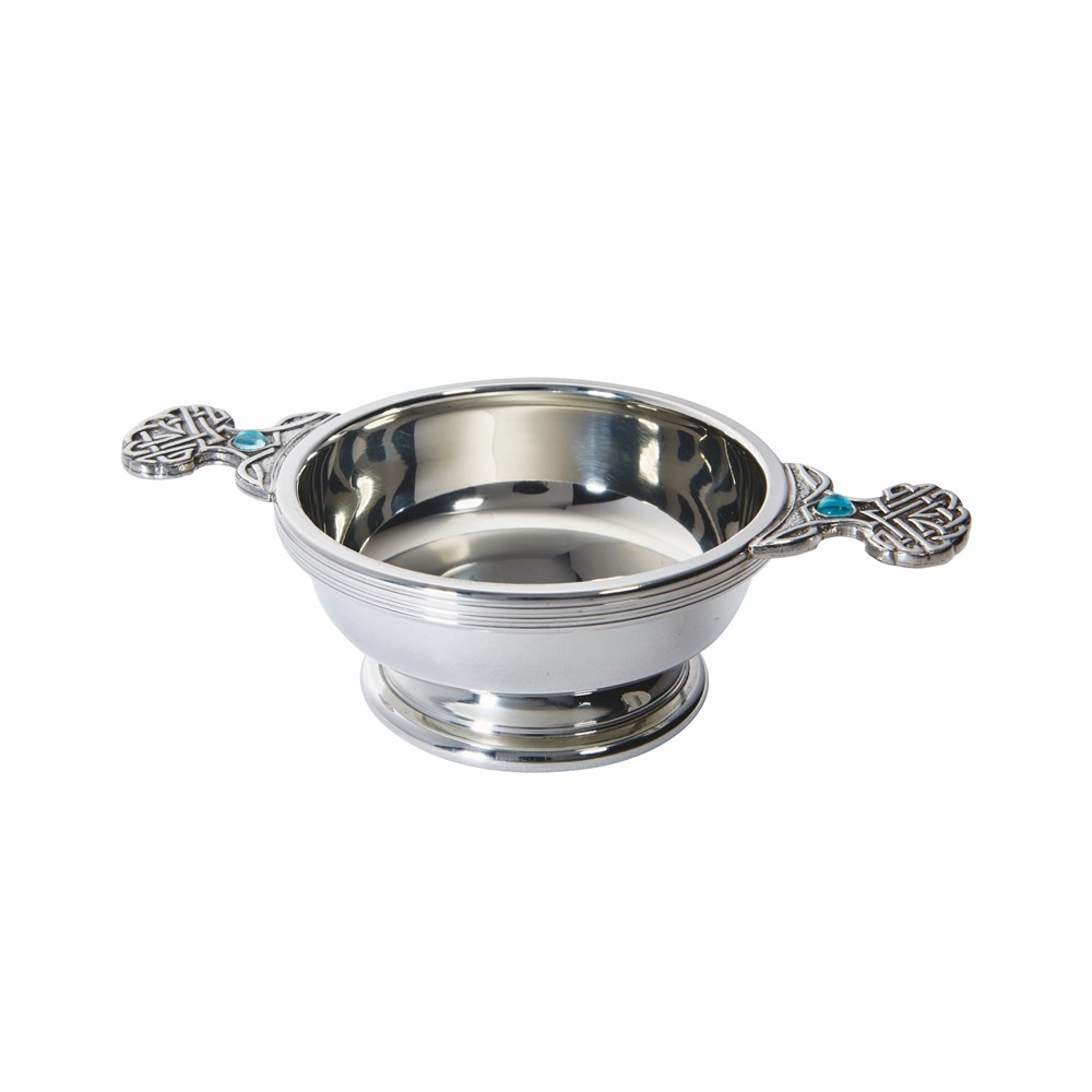 Birthstone Pewter Quaich March With Aquamarine Stones