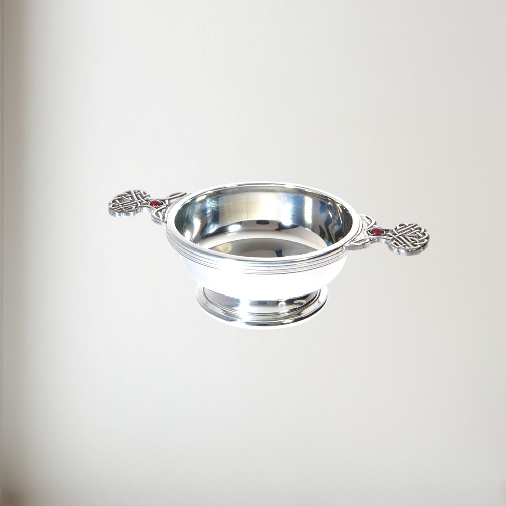 Birthstone Pewter Quaich January With Garnet Stones