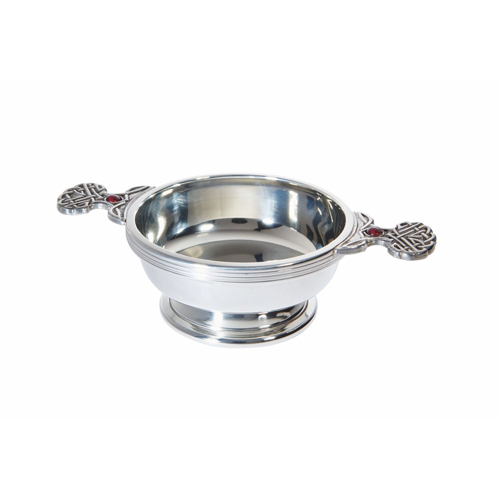 Birthstone Pewter Quaich January With Garnet Stones Birthstone Pewter Quaich January With Garnet Stones