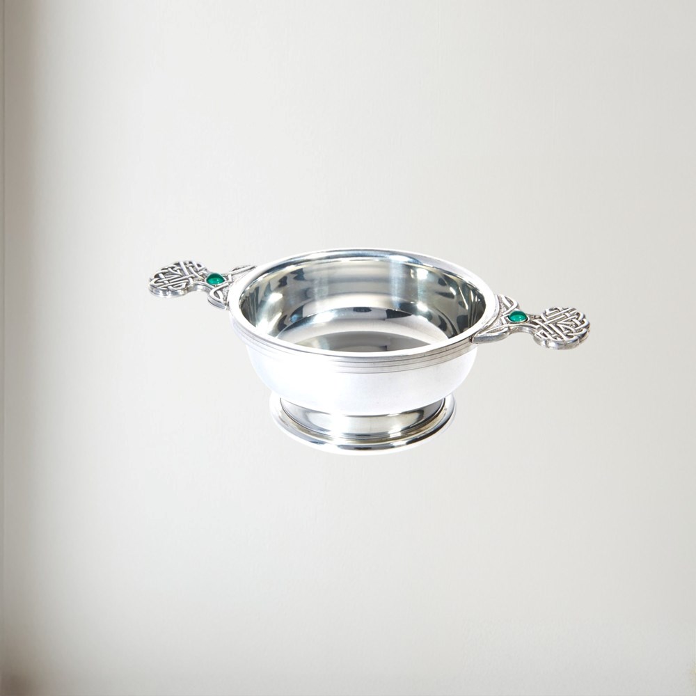 Birthstone Pewter Quaich May With Emerald Stones Birthstone pewter quaich May with Emerald Stones