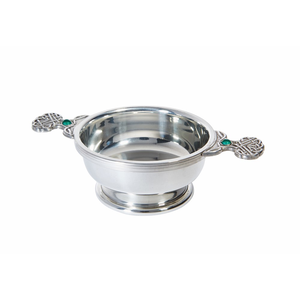 Birthstone Pewter Quaich May With Emerald Stones Birthstone Pewter Quaich May With Emerald Stones