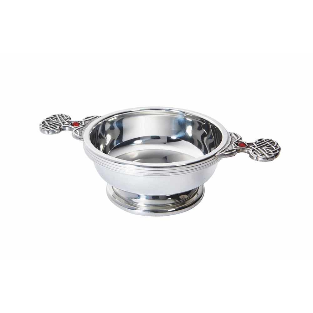 Birthstone Pewter Quaich July With Ruby Stones Birthstone Pewter Quaich July With Ruby Stones