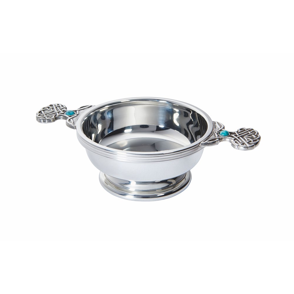 Birthstone Pewter Quaich December With Turquoise Stones