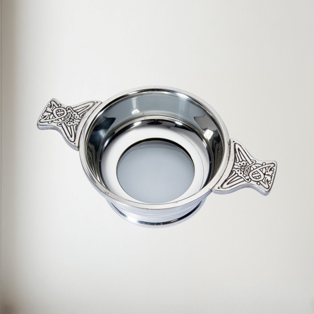 Standard Glass Base Pewter Quaich